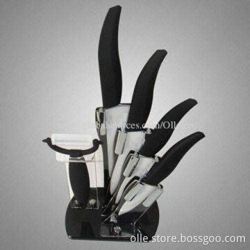 4-piece White Blade Ceramic Knife with Stand and Peeler